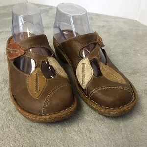 Josef Seibel Brown Leather Slip On Mules Size 38 (7.5 US)